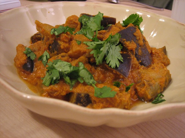 baingan in peanut sauce