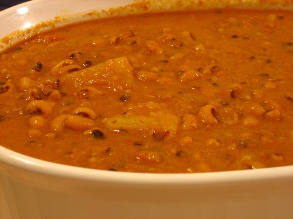 blackeyed peas and aloo sabji