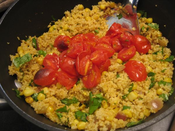 curried corn and tomato couscous