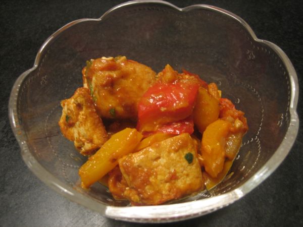 kadai tofu in a bowl