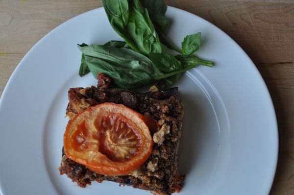 bread and eggplant lasagna top